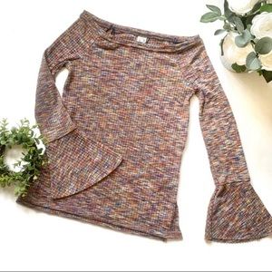 Anthropologie Akemi + Kin Rainbow Bell Sleeve Top